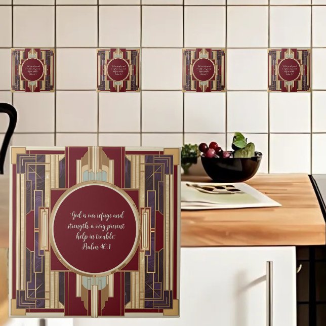 Azulejo Verso de la biblia del Personalizable Art Deco (Subido por el creador)