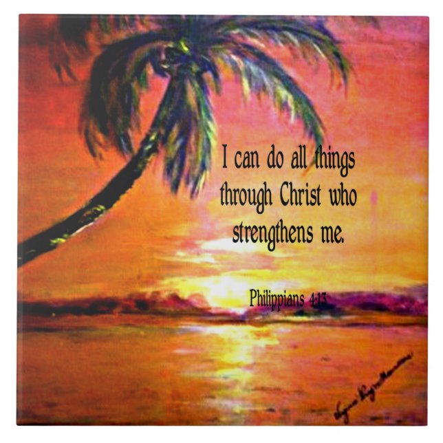 Azulejo Verso de la Biblia, Philippians 4:13 Set de baño (Frente)