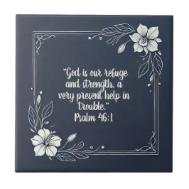 Azulejo Versos bíblicos de marco mínimo blanco y denim