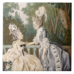 Azulejo Vestido de la mañana de las señoras, 1771 (graba
