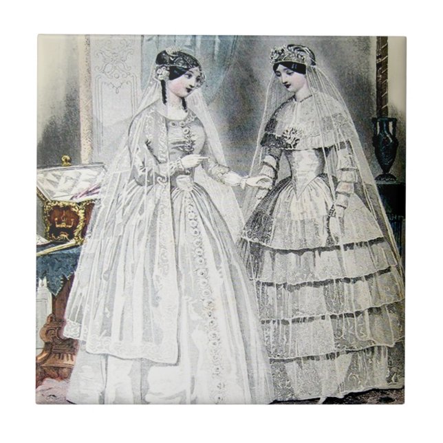 Azulejo Vestidos Bodas blancos antiguos (Frente)