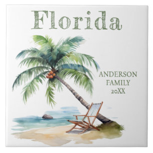 Azulejo Viaje a la playa de Florida en acuarela 