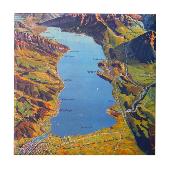 Azulejo Viaje al lago de Thun Suiza (Frente)