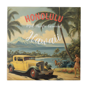 Azulejo Viaje de estilo vintage en Hawái Honolulu Mid-Paci