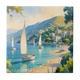 Azulejo Viaje francés estilo vintage Cote D'Azur