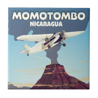 Azulejo Viaje impreso en volcán Momotombo Nicaragua.