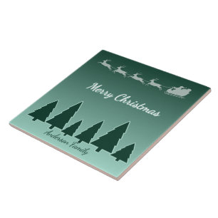 Azulejo Viaje Nocturno del Trineo de Siempreverde