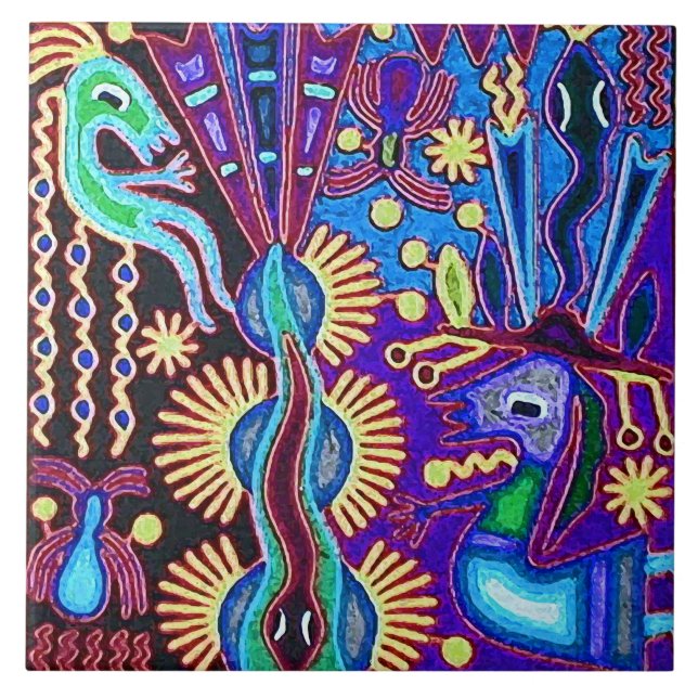 Azulejo Viaje tribal maya mexicano de Boho del arte de (Frente)