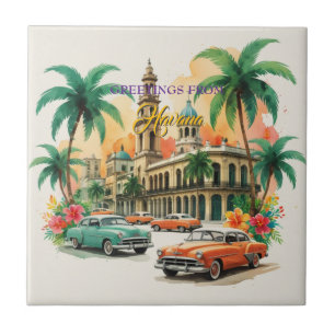 Azulejo Viajes de la Cuba de la Vintage - Saludos desde La