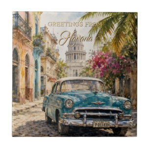 Azulejo Viajes Vintage Cuba - Saludos desde La Habana