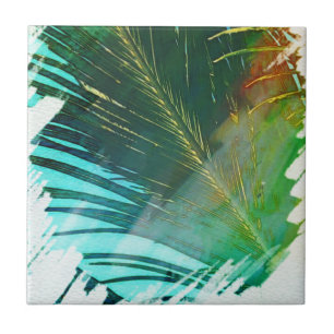 Azulejo Vibraciones de Verano Hojas de Palma Verde Pálido