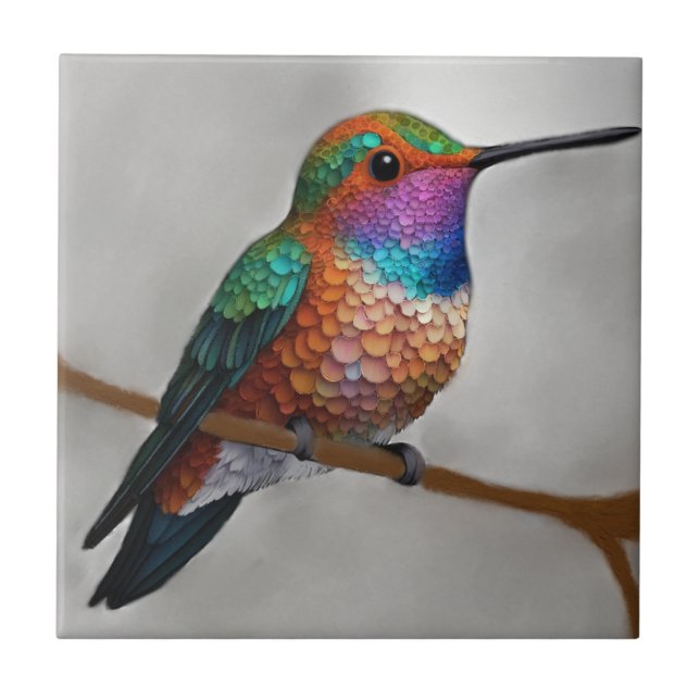 Azulejo Vibrant Allen’s Hummingbird Painting (Frente)