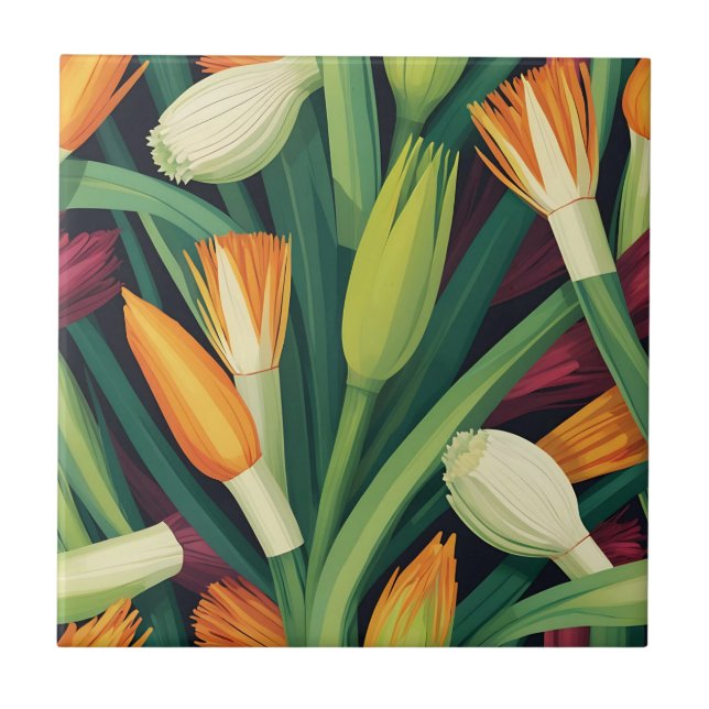Azulejo Vibrant Onion Flower Pattern (Frente)