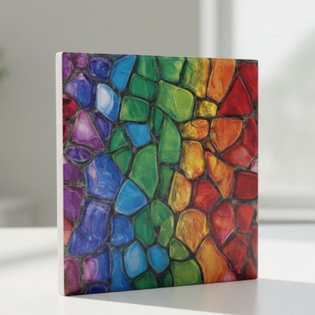 Azulejo Vibrant Rainbow Pride Glass Mosaic (Subido por el creador)