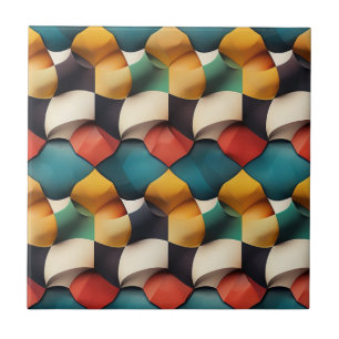 Azulejo Vibrante 3D Petal Wave geométrica en color negrita