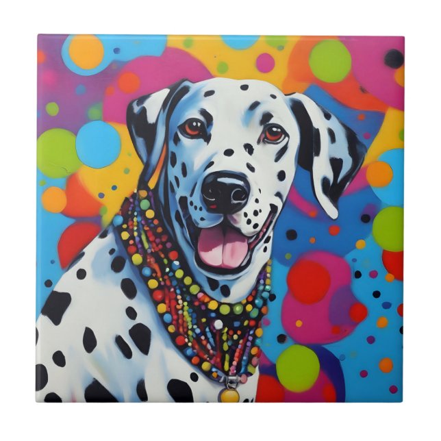 Azulejo Vibrante arte pop Dalmatian (Frente)