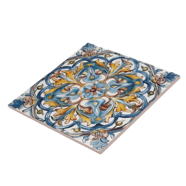 Azulejo Vibrante diseño de mosaico floral (Lado)