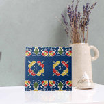 Azulejo Vibrante estilo californiano español mediterráneo<br><div class="desc">Vibrante azulejos de cerámica clásica y llamativa en colores de azul fresco,  rojo,  amarillo,  verde y blanco.</div>