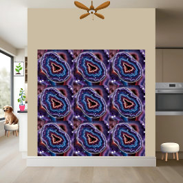 Azulejo Vibrante morado azul y blanco ametista Geode Slice