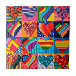 Azulejo Vibrante multicorazón