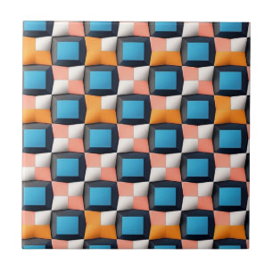 Azulejo Vibrante Patrón de Ilusión Geométrica 3D - Color n