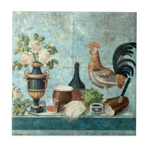Azulejo Vibrante Rústica 1825 Vida-Francesa Con Rooster