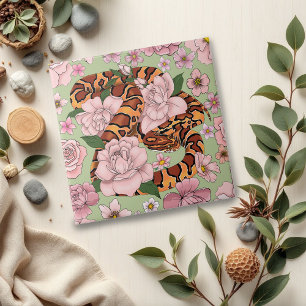 Azulejo Vibrante serpiente de maíz Flores de peonía rosada