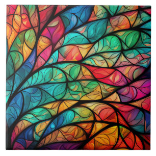 Azulejo Vibrante Vidrio Manchado Foliage Tile Cerámico