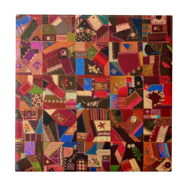 Azulejo Vibrante Vintage Crazy Quilt (Frente)