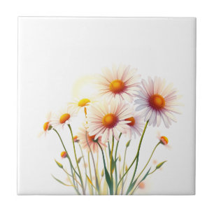 Azulejo Vibrantes daisises de color de agua con la Hora de