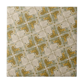 Azulejo Victoriano de época El patrón de león asustado