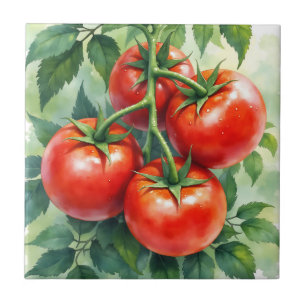 Azulejo Vid de Tomate Maduro Aquarela Fresca
