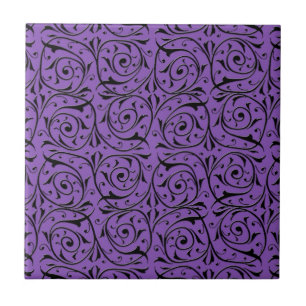 Azulejo Vid s agitadas abstractas púrpura y negro