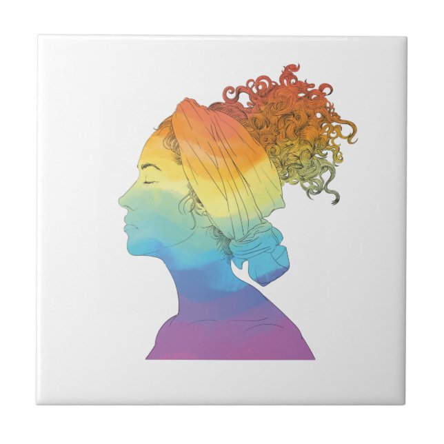 Azulejo Vida arcoiris, mujer, libertad (Frente)