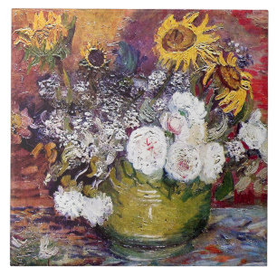 Azulejo Vida con Rosas y girasoles - Van Gogh