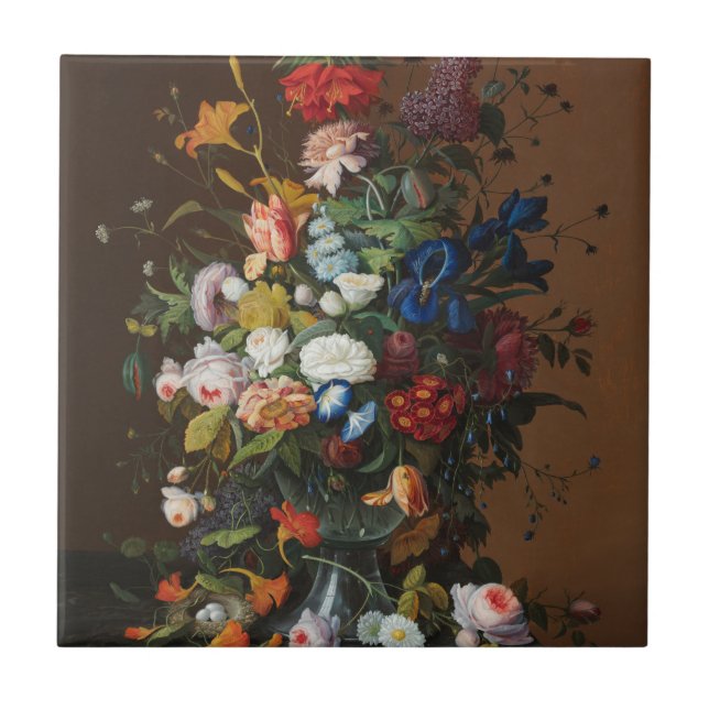 Azulejo Vida de la flor con el nido de pájaro Severin Roes (Frente)