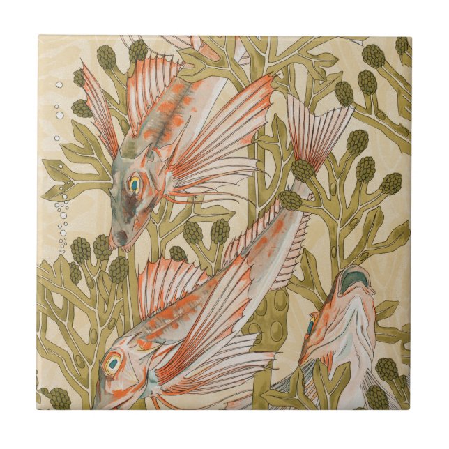 Azulejo Vida marina de peces animal submarino (Frente)