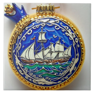 Azulejo Vida marina náutica arte tradicional de cerámica n
