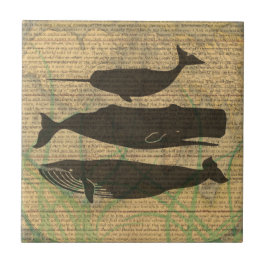 Azulejo Vida marina náutica de ballena antigua