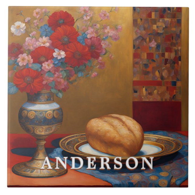 Azulejo Vida útil de la barra de flores del Boho de oro (Frente)