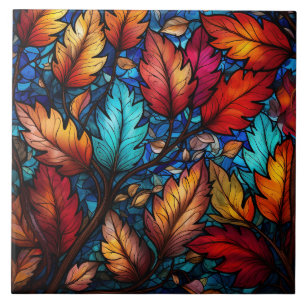 Azulejo Vidrieras de Hojas de Otoño