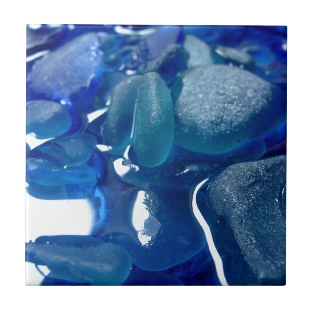 Azulejo Vidrio azul del mar de la playa (Frente)