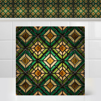 Azulejo Vidrio emplomado de esmeralda amarillo texturizado