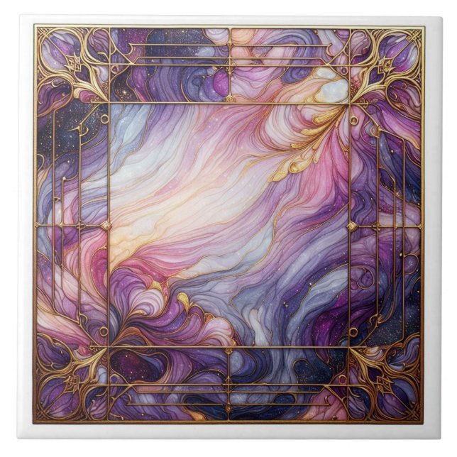 Azulejo Vidrio emplomado púrpura (Frente)