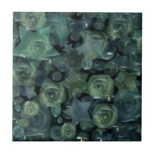 Azulejo Vidrio, estrellas, rosas