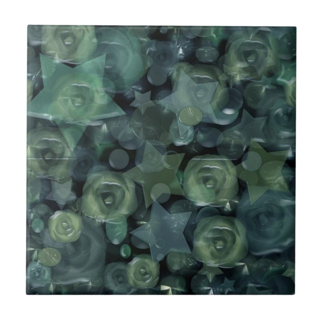 Azulejo Vidrio, estrellas, rosas (Frente)