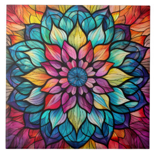 Azulejo Vidrio Grabado Mandala 