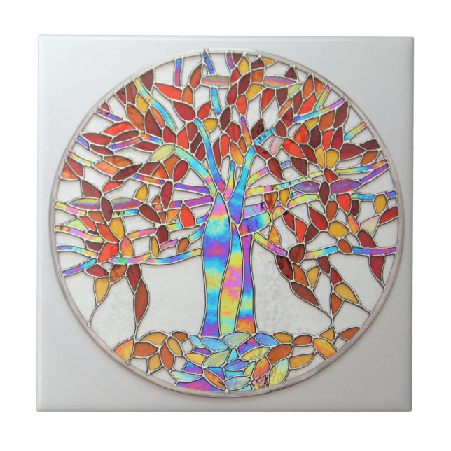 Azulejo Vidrio manchado "Árbol de encantamiento" versión 2 (Frente)