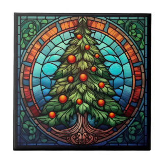 Azulejo Vidrio manchado de árbol de Navidad