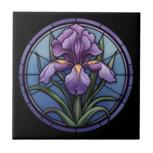 Azulejo Vidrio Manchado De Iris Morado